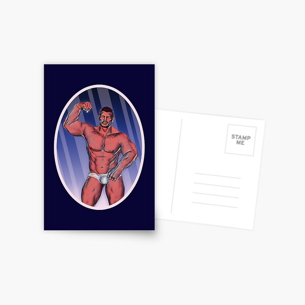 Postal «Narciso. Hombre del músculo en la ropa interior masculina blanca y el bombeo de GiorgioN | Redbubble