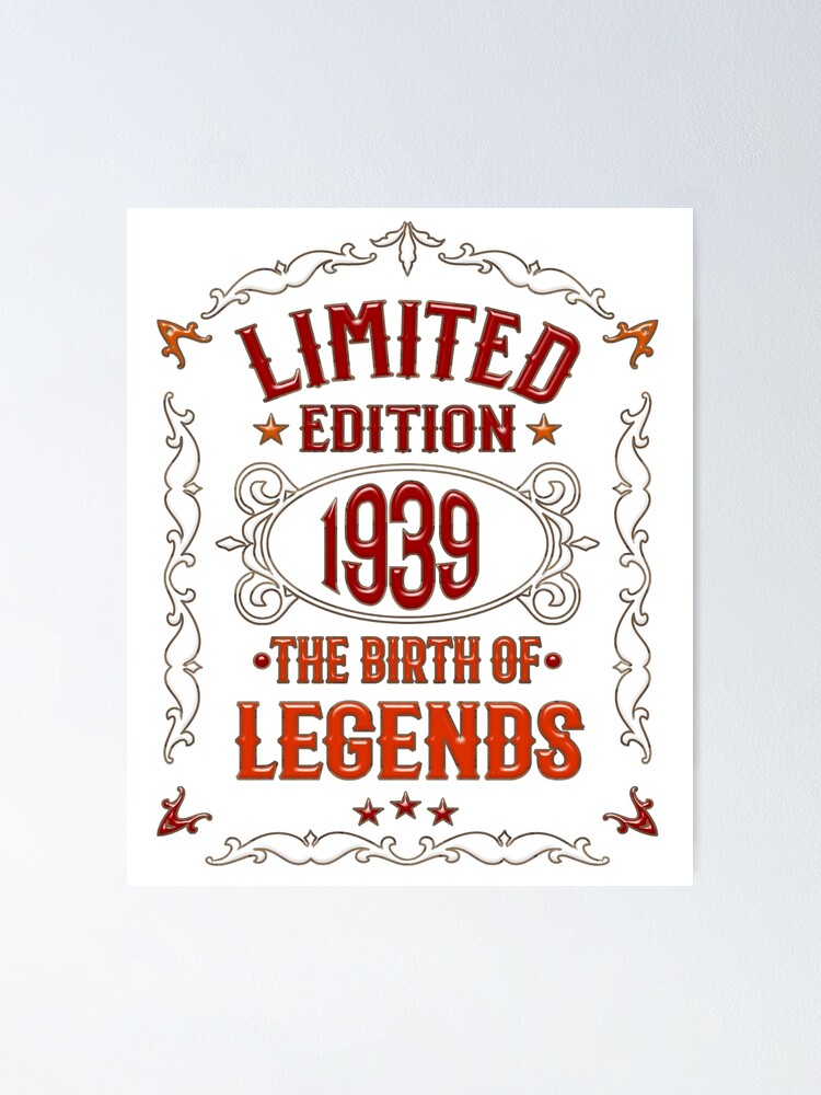 Born 1939 Funny Birthday Present For The 80th Birthday Poster By Dubbra Redbubble