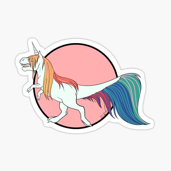 Aperçu de l'œuvre Tyranotaure licorne arc-en-ciel créée et vendue par ScotisFr.