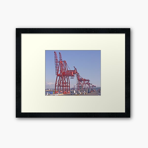 Seattle Harbor container cranes Framed Art Print