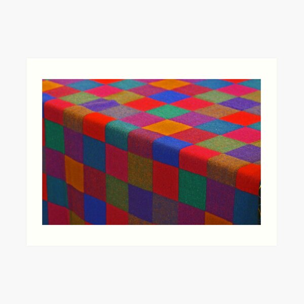 checkered cloth in primary colors Art Print