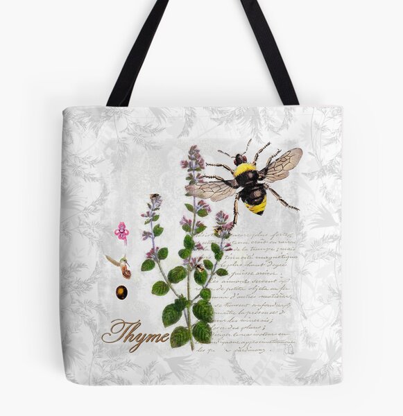 Shabby Chic Bumble Bee Canvas Tote Bag Large Cotton Reusable