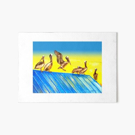 Pelicans on Rooftop Art Board Print