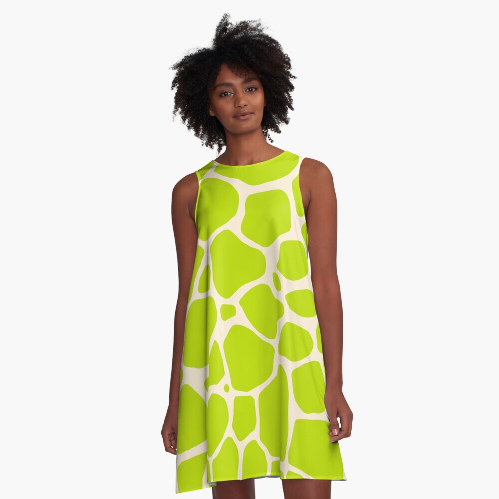 lime green animal print dress