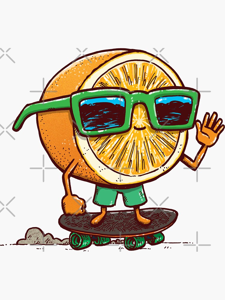 Thumbnail 3 of 3, Sticker, The Orange Skater designed and sold by nickv47.