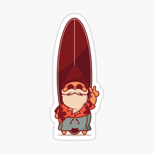 Hawaiian Surf Gnome Sticker