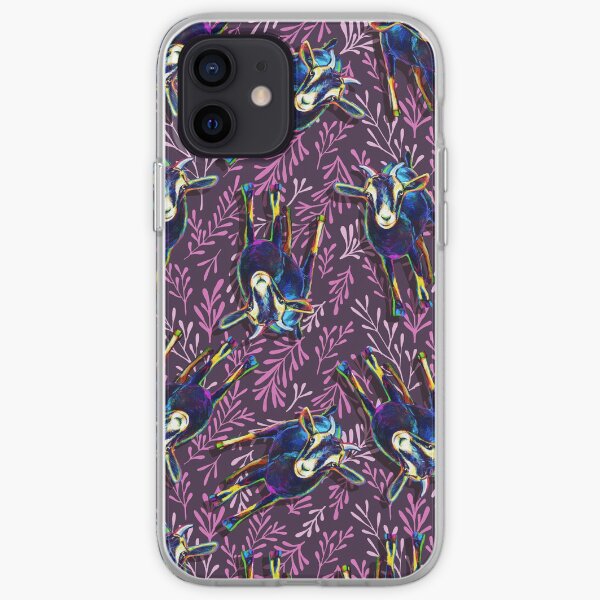 Psychedelic Black Goat Pattern by Robert Phelps iPhone Soft Case