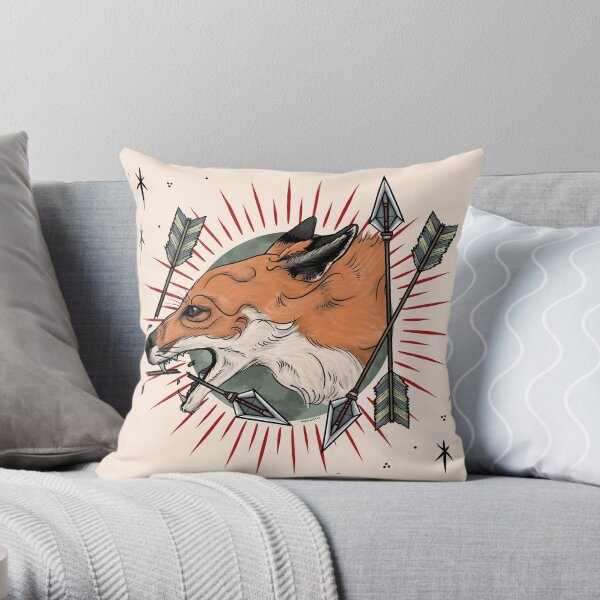 Fox with Arrows Throw Pillow