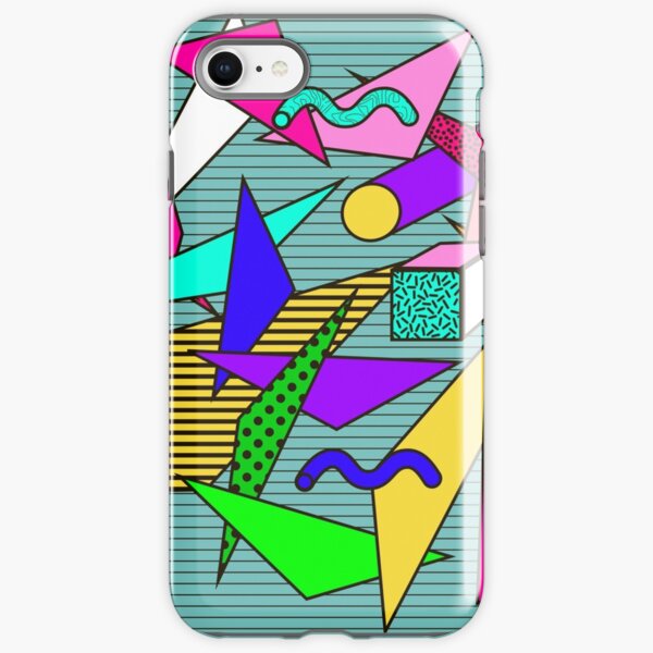 Geometric pattern in memphis 80s style iPhone Tough Case