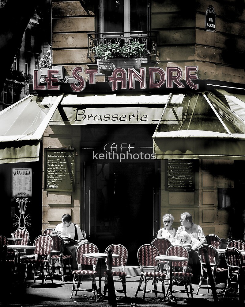 "Paris Cafe coffee culture in Paris street scene" by keithphotos
