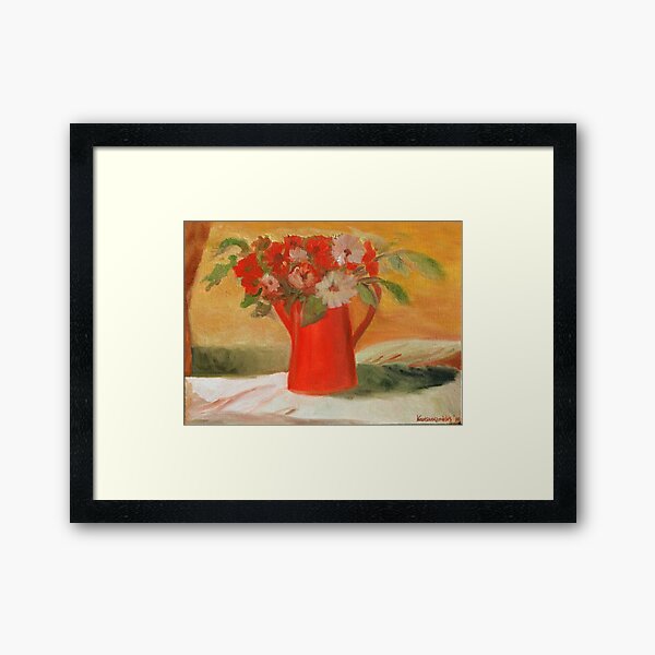 Still Life - Flowers and Red Pot Framed Art Print