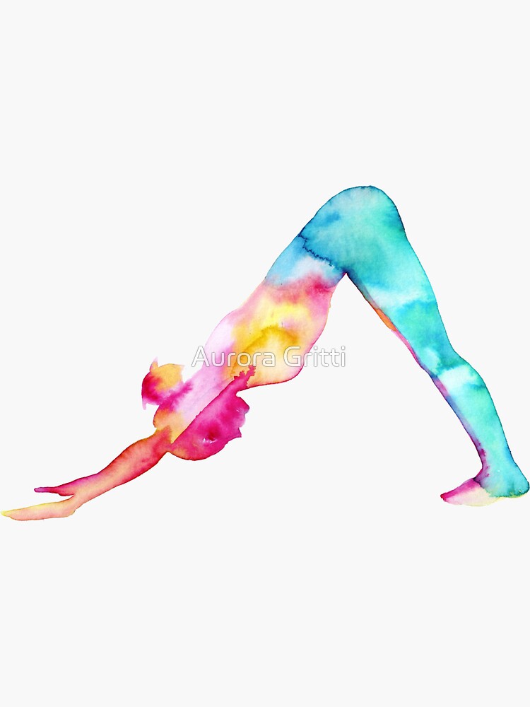 Downward Facing Dog in watercolors by balgrittella