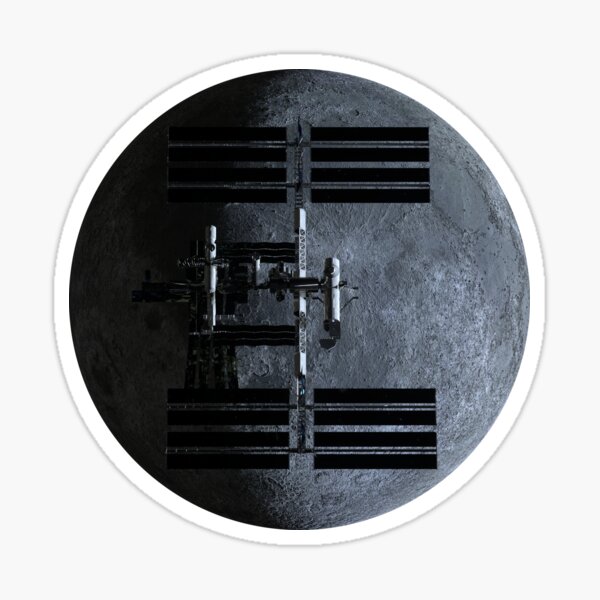 ISS over Moon. 8K High Detail. Sticker