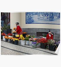 Blumenverkäufer in Funchal Madeira Poster