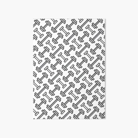 Dumbbells - Geometric Sketch Pattern (Black and White) Art Board Print