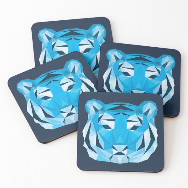 Item preview, Geometric Low Poly Tiger Face - Blue designed and sold by TigerTom Design.