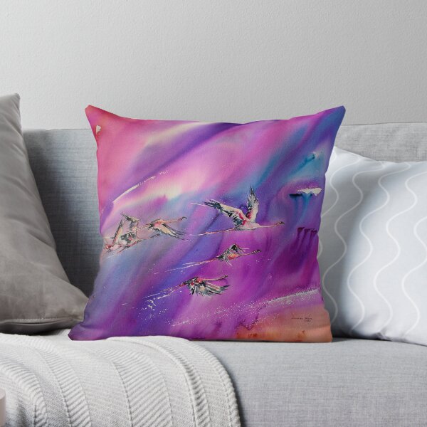 Fly Fly Flamingo Throw Pillow