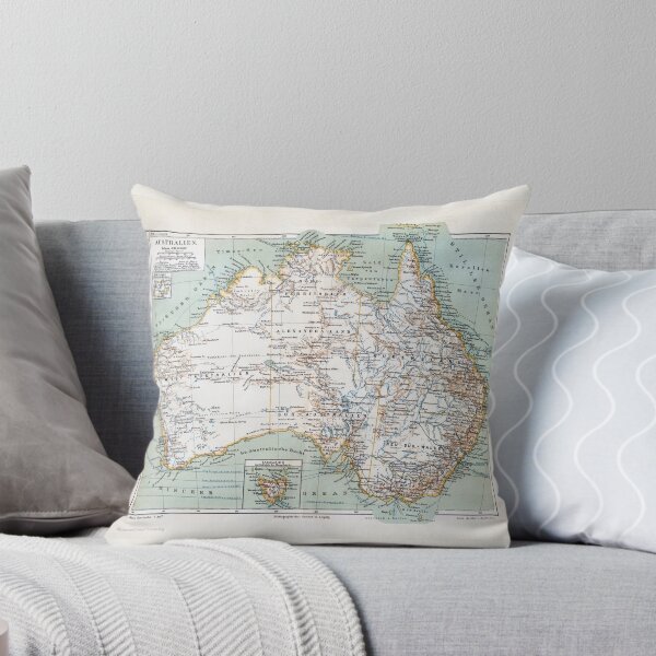 Antique Map of Australia Swiss/German circa 1890 Throw Pillow