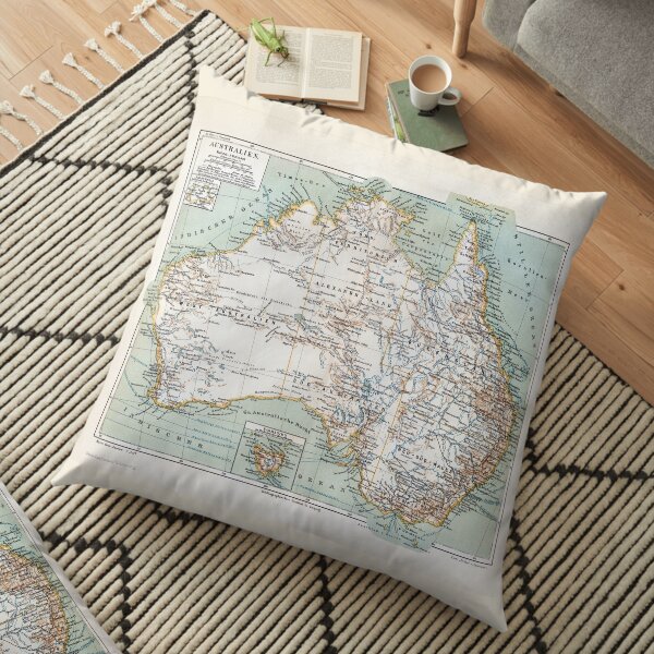 Antique Map of Australia Swiss/German circa 1890 Floor Pillow