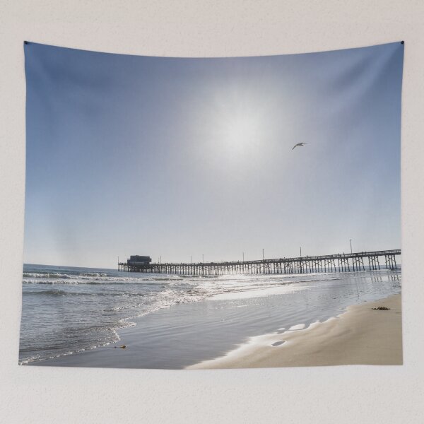 Item preview, Sunshiny SoCal Beachscape with Bird - Newport Beach Pier Orange County California designed and sold by Georgia Mizuleva.