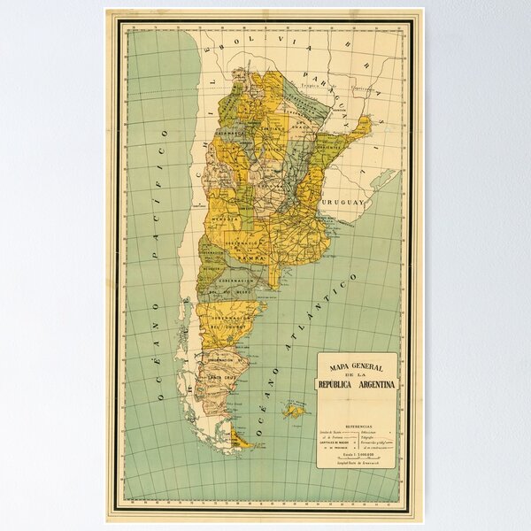 Item preview, Vintage Map of Argentina (1910) designed and sold by BravuraMedia.