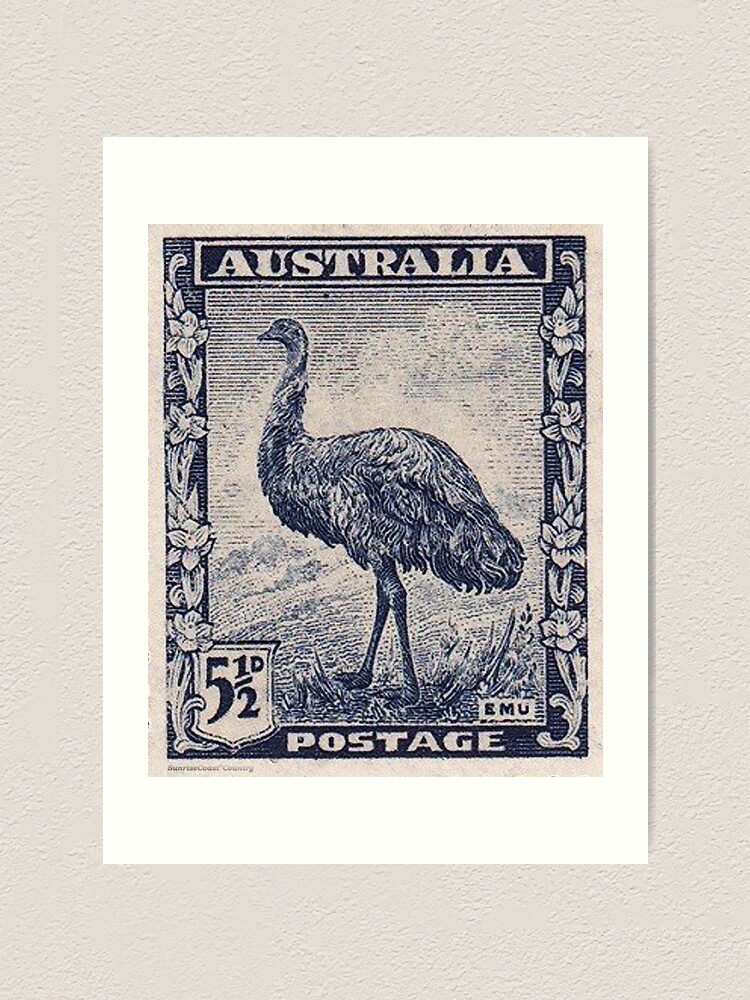 Verdeelstuk herstel Ellendig Antique Australian postage stamp, 5.5d blue Emu bird" Art Print by  sunrisecoast | Redbubble
