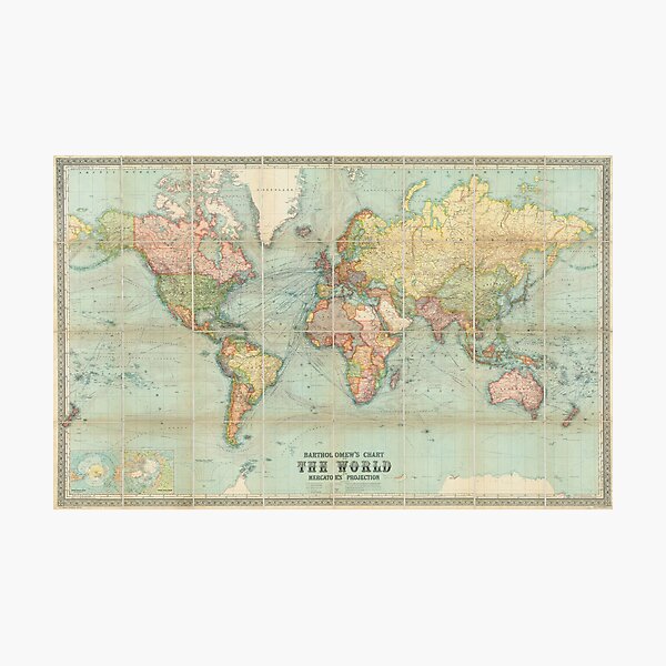 Item preview, Mercator World Map, Bartholomew chart of the world on Mercator projection 1914 designed and sold by nextstepdesigns.