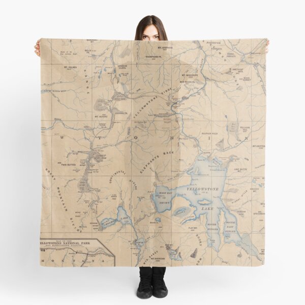 Yellowstone National Park Vintage Map Scarf