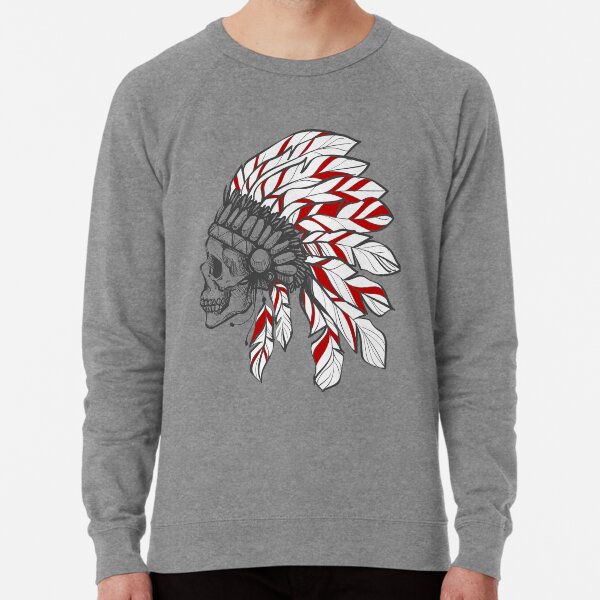 Skull Headdress Native American Chieftain Lightweight Sweatshirt