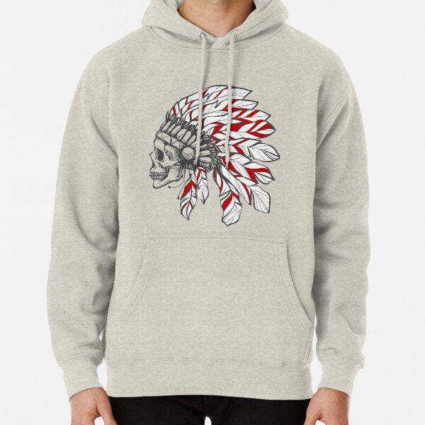 Skull Headdress Native American Chieftain Pullover Hoodie