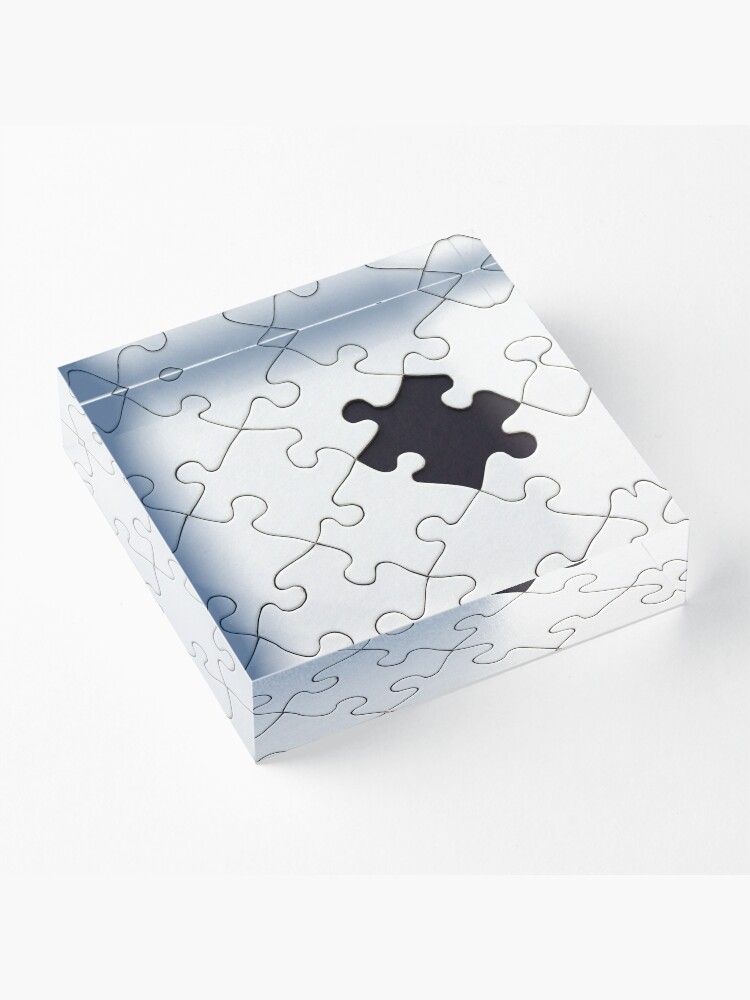 Missing Puzzle Piece Acrylic Block for Sale by schneiderdesign