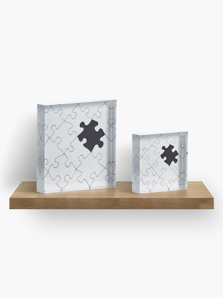 Missing Puzzle Piece Acrylic Block for Sale by schneiderdesign