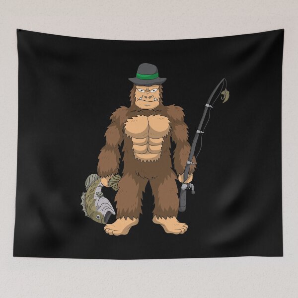 Item preview, Bigfoot perch fishing angler monkey man designed and sold by BornDesign.