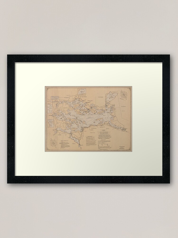 Alternate view of Vintage Map of Lake Winnipesaukee (1907) Framed Art Print