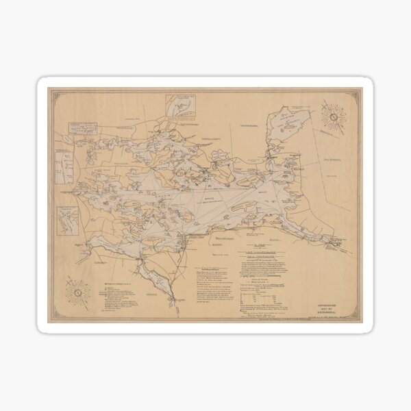 &ldquo;Vintage Map of Lake Winnipesaukee (1907)&rdquo; Sticker for Sale by
