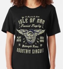 Isle Of Man TT Racing Vintage Biker Wings Wheel Slim Fit T-Shirt