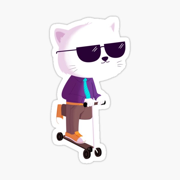 Scooter Cat Sticker