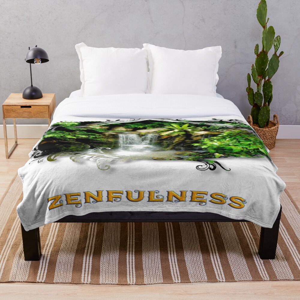 Zenfulness - The Waterfall on a throw blanket