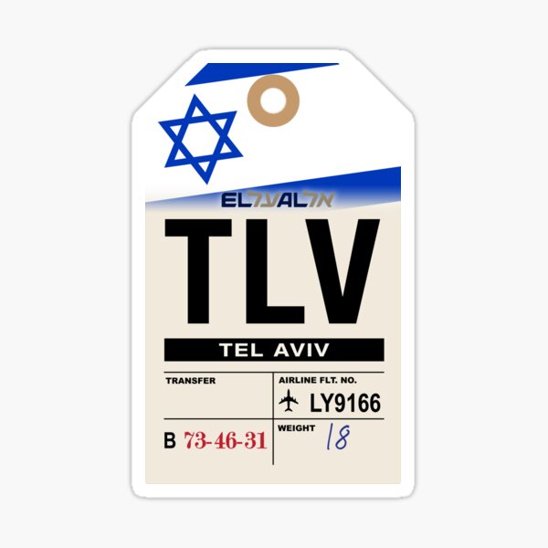 Item preview, Tel Aviv (TLV) Israel Airline Luggage Tag designed and sold by travelwitheric.