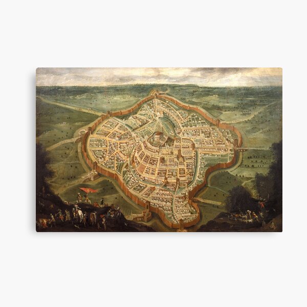 Perspective map of Udine, by Luca Carlevaris (1663-1730), Italy 17-18th Century Canvas Print