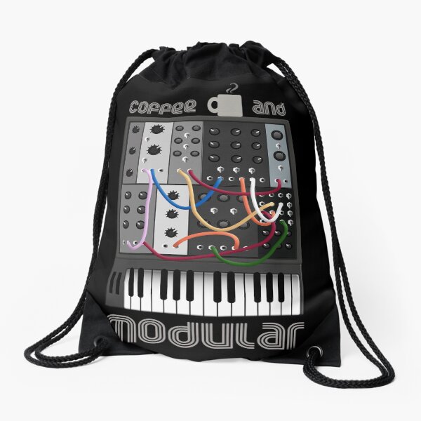 Coffee and Modular for Analog Synthesizer Fan Drawstring Bag