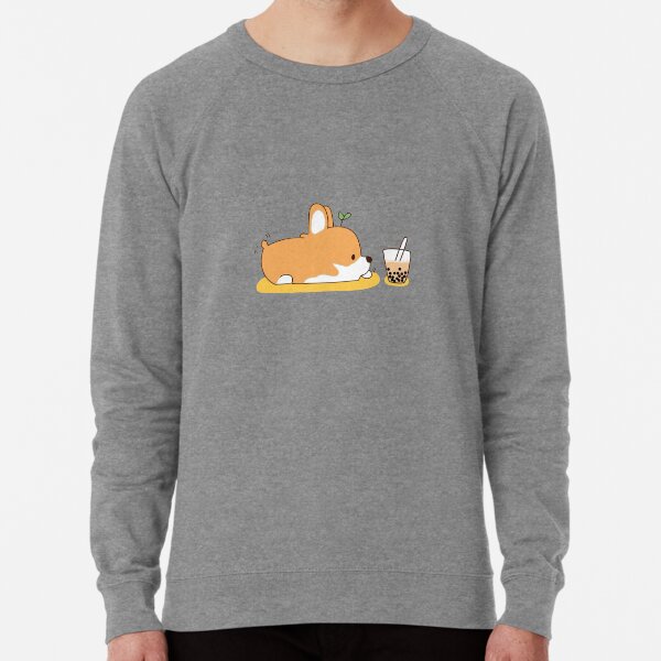 Corgi and Bubble Tea  Lightweight Sweatshirt