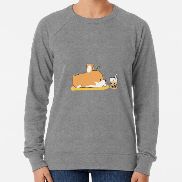 Corgi and Bubble Tea Lightweight Sweatshirt