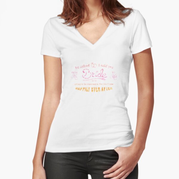 Bride to be - vintage Look in living coral Tailliertes T-Shirt mit V-Ausschnitt