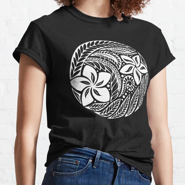Circular Polynesian White Floral Tattoo Classic T-Shirt