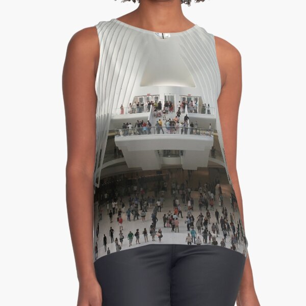 #architecture #indoors #group #business modern airport ceiling crowd city Sleeveless Top