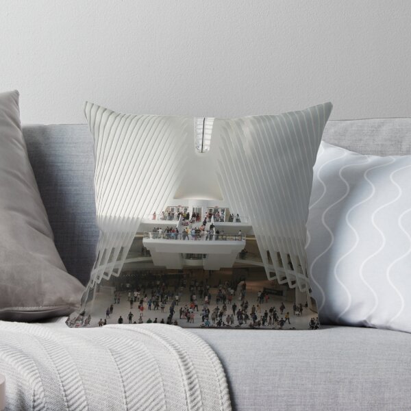 #architecture #indoors #group #business modern airport ceiling crowd city Throw Pillow