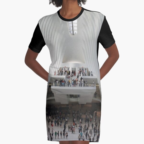 #architecture #indoors #group #business modern airport ceiling crowd city Graphic T-Shirt Dress