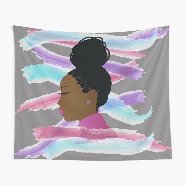 Item preview, Black Girl Braided Locs Bun Hairstyle designed and sold by blackartmatters.