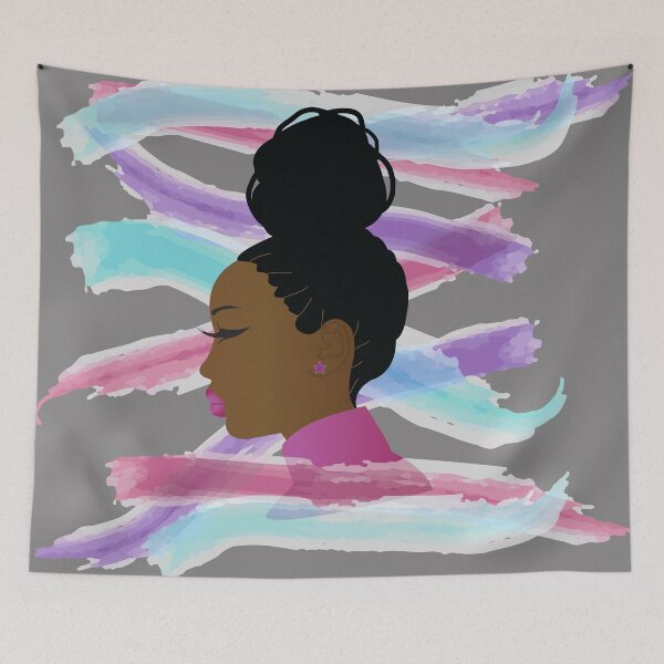 Item preview, Black Girl Braided Locs Bun Hairstyle designed and sold by blackartmatters.